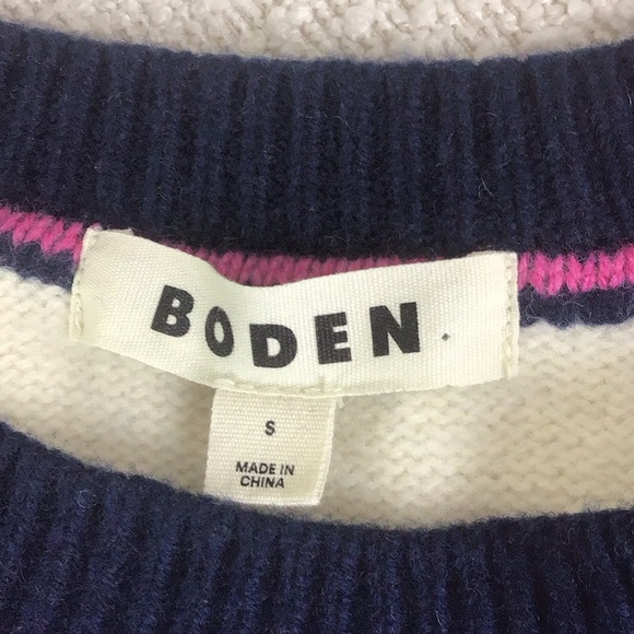Boden Olivia Merino Wood Navy Striped Jumper Size Small - Picture 10 of 10